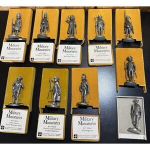 International Silver Pewter Military Miniatures Lot 10 with Felt Box & Stand